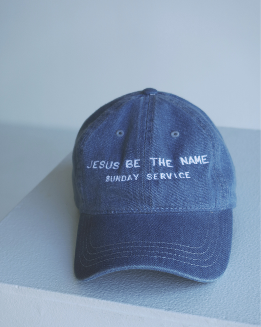 Embroidered Denim Hat — "Jesus Be The Name"