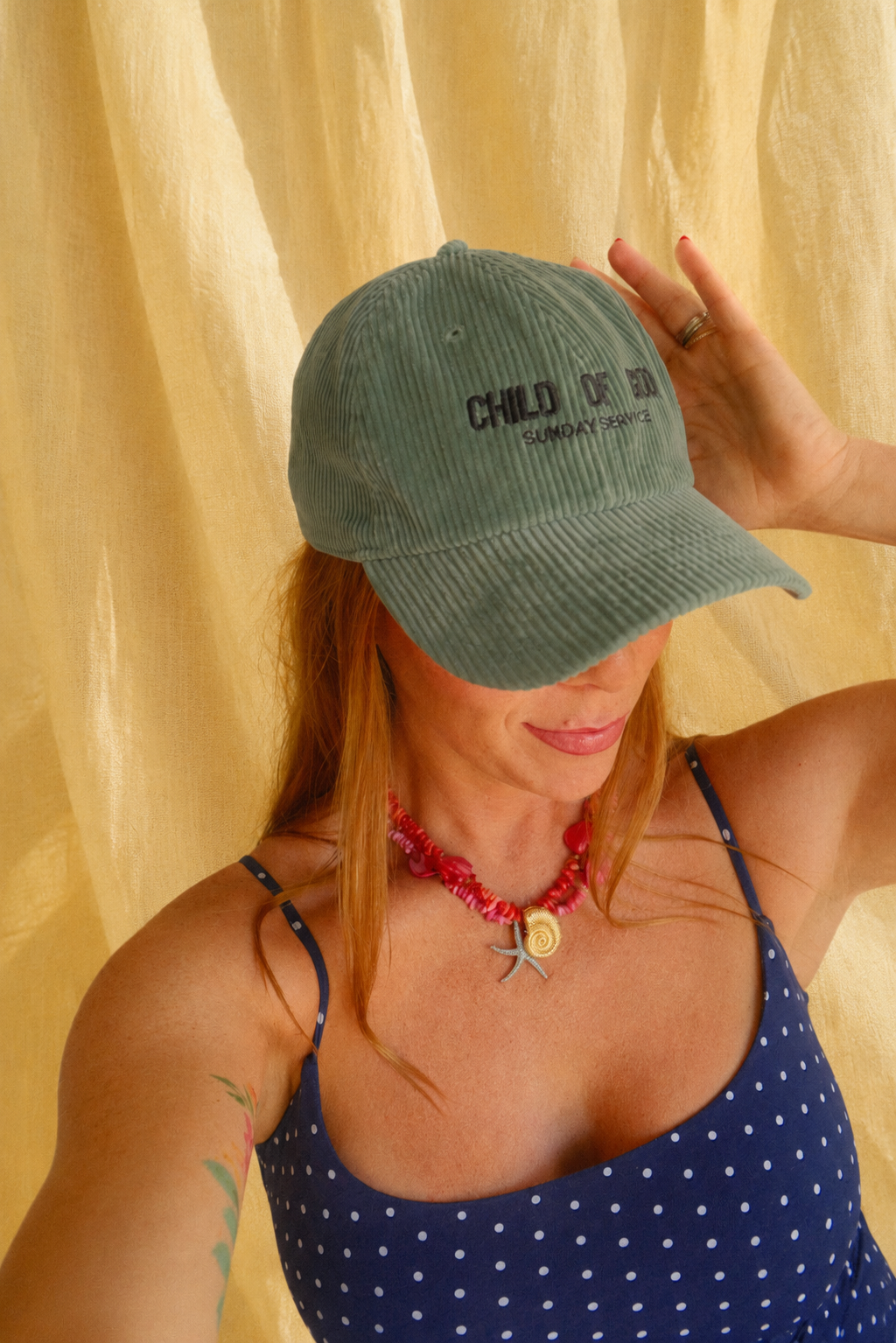 "Child of God" Cord Cap in sage green