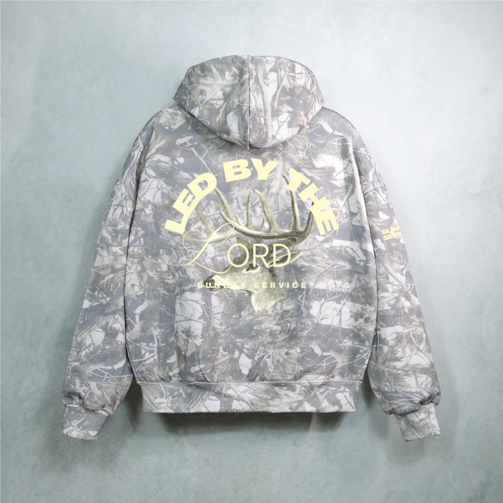 "Led by the Lord" butter yellow Camo hoodie