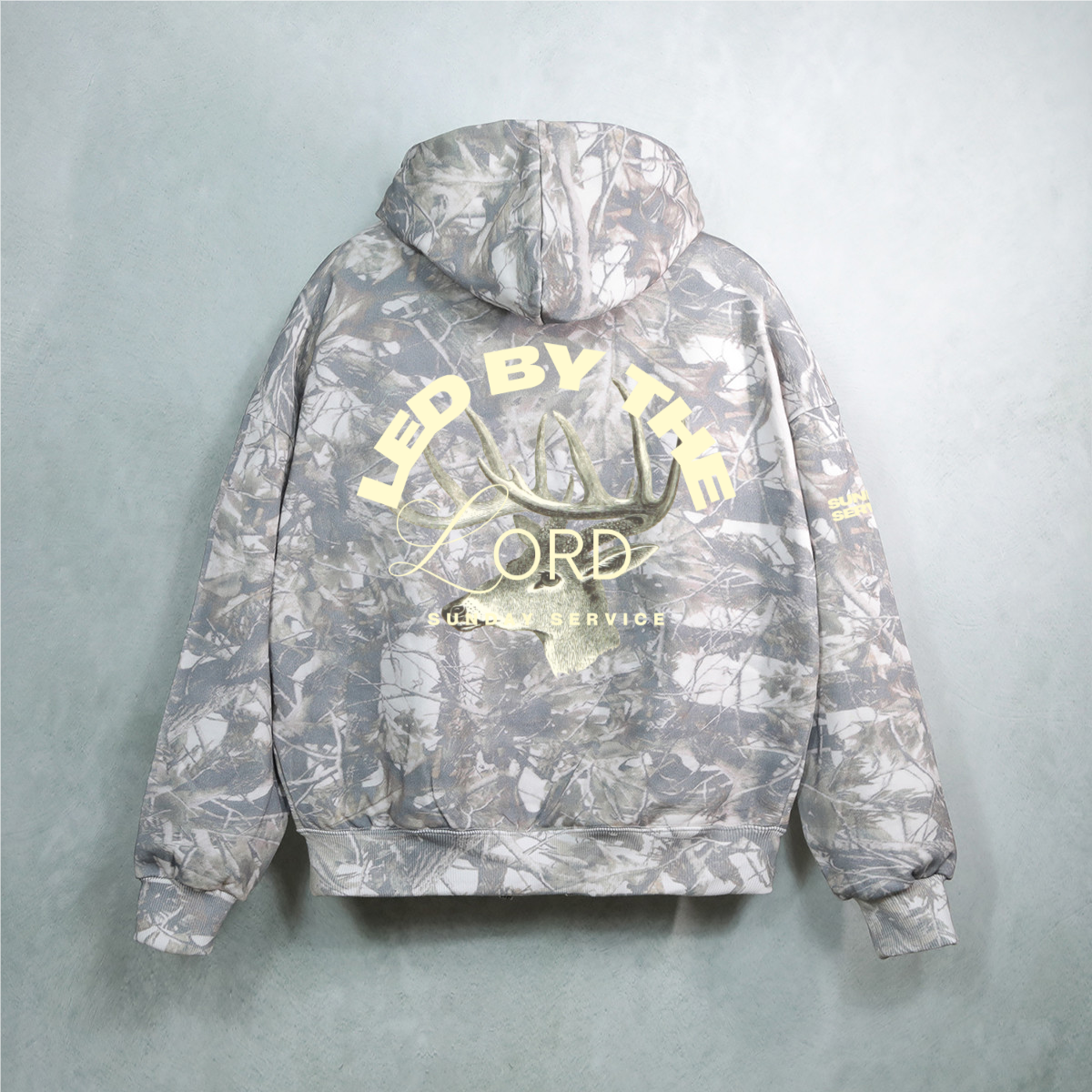 "Led by the Lord" butter yellow Camo hoodie