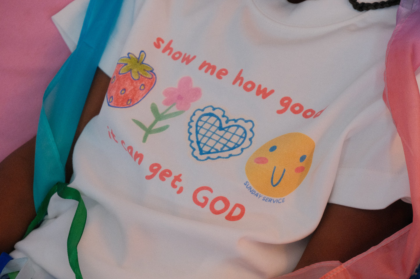 "Show me how good it can get, God" kids tee