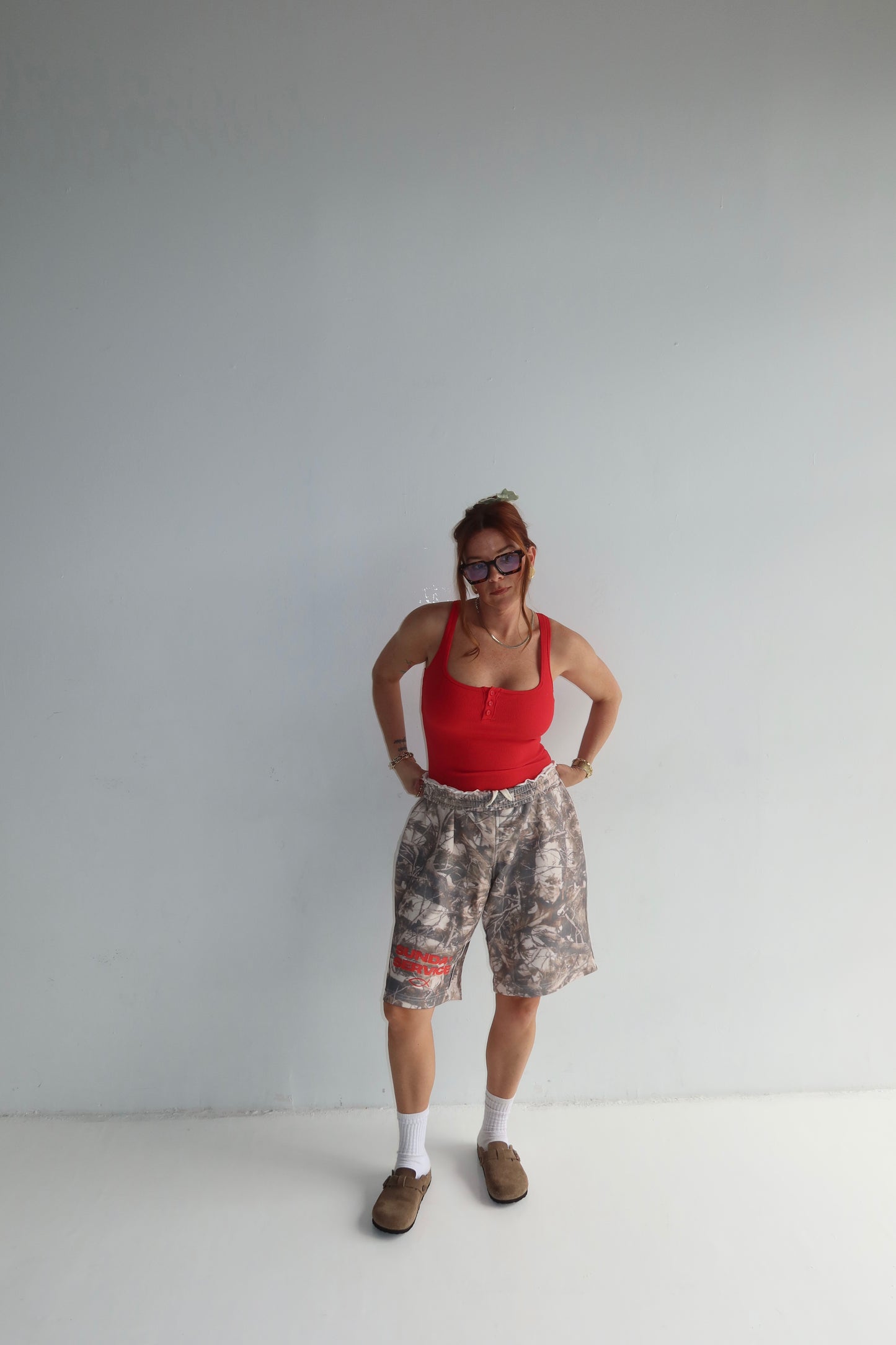 French Terry Camo Shorts -unisex