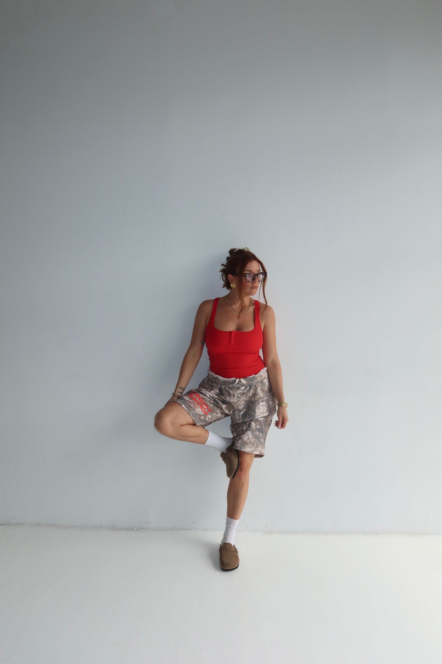 French Terry Camo Shorts -unisex