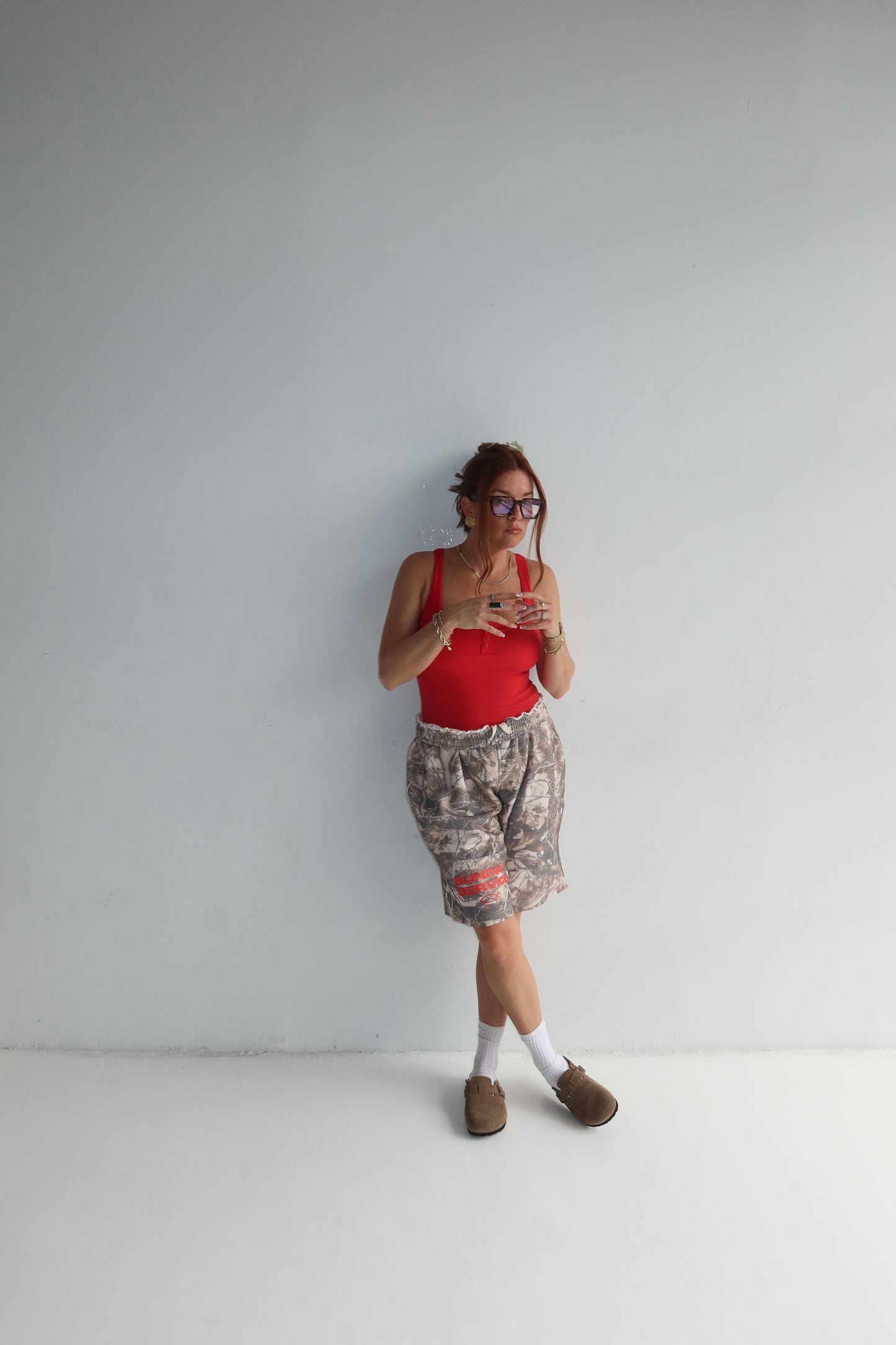 French Terry Camo Shorts -unisex