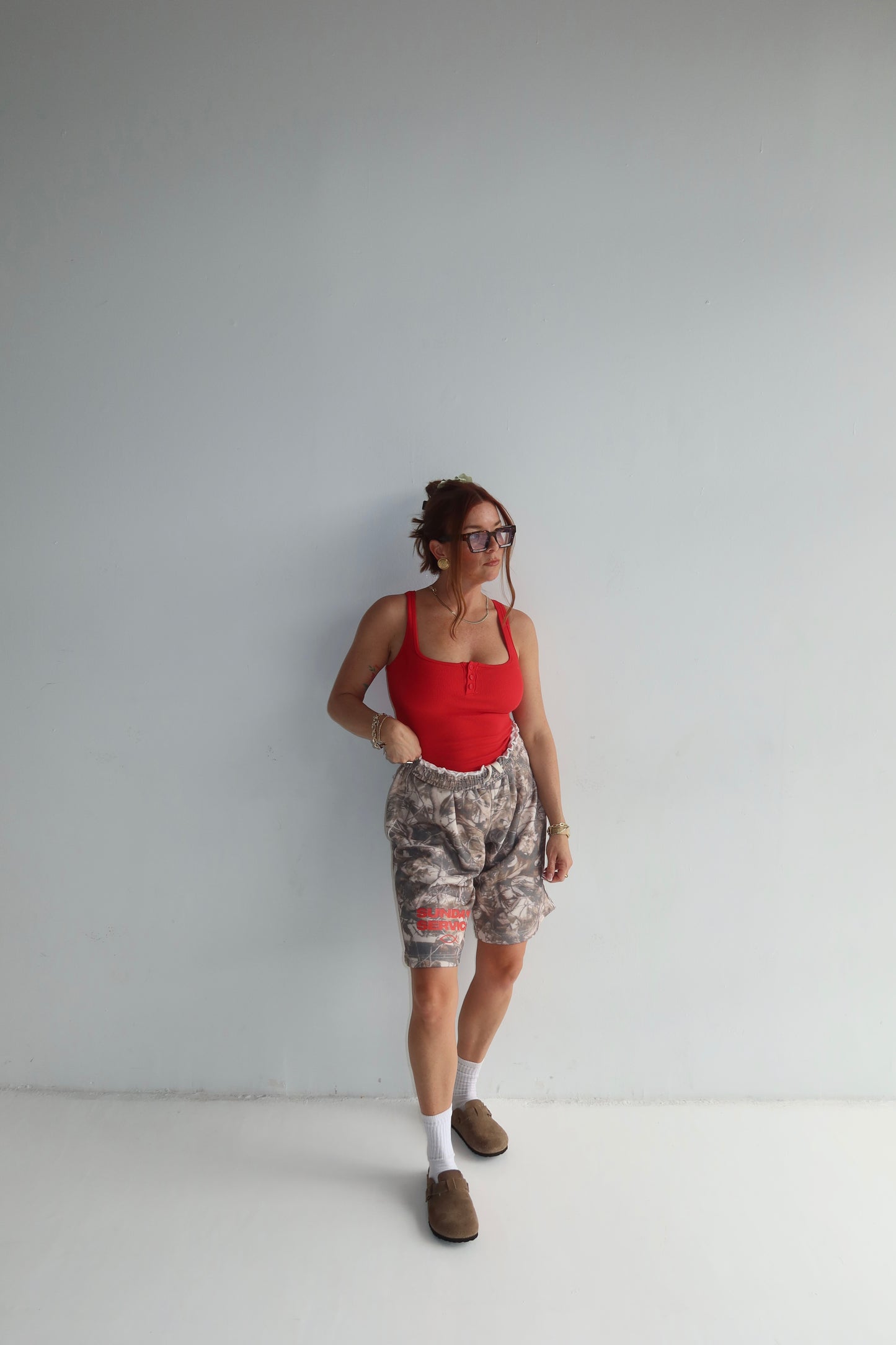 French Terry Camo Shorts -unisex