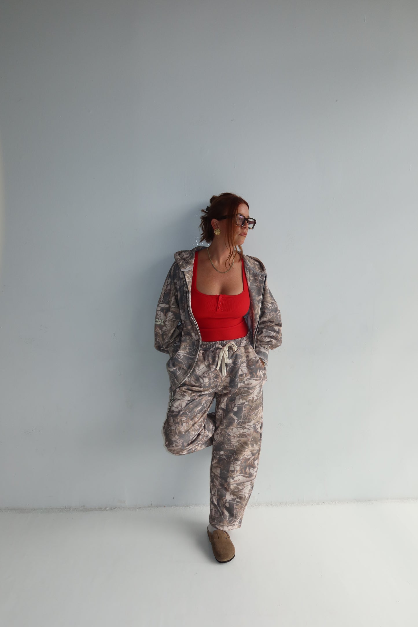"Sunday Service" french terry camo pants