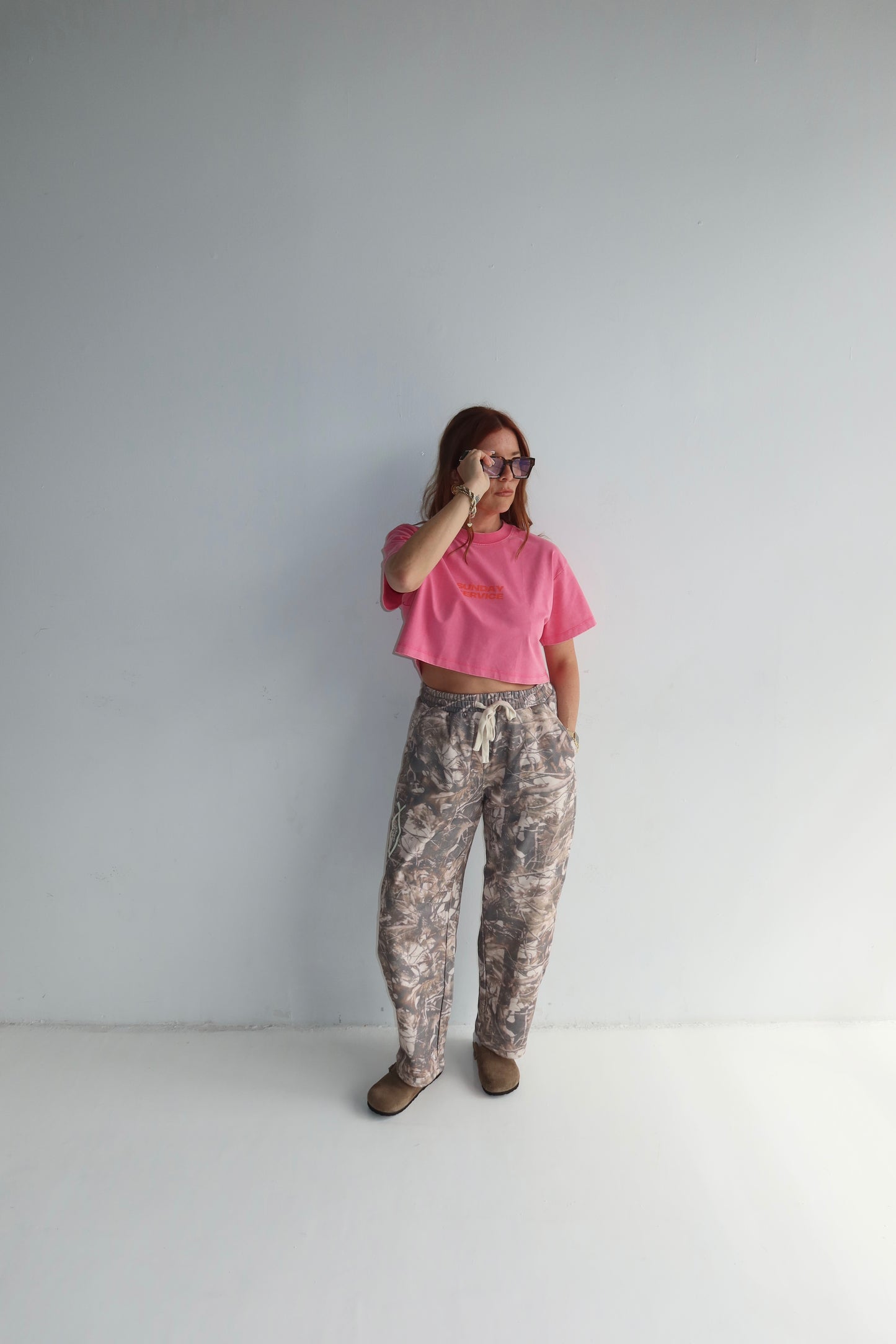 "Sunday Service" french terry camo pants