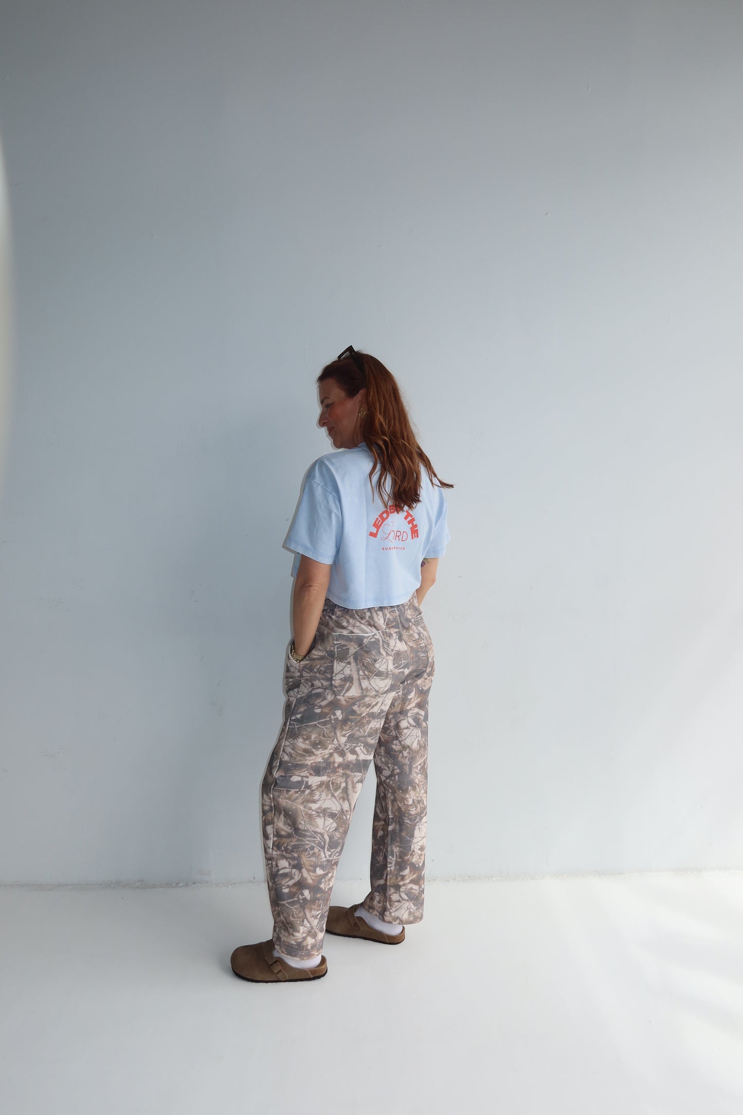 "Sunday Service" french terry camo pants