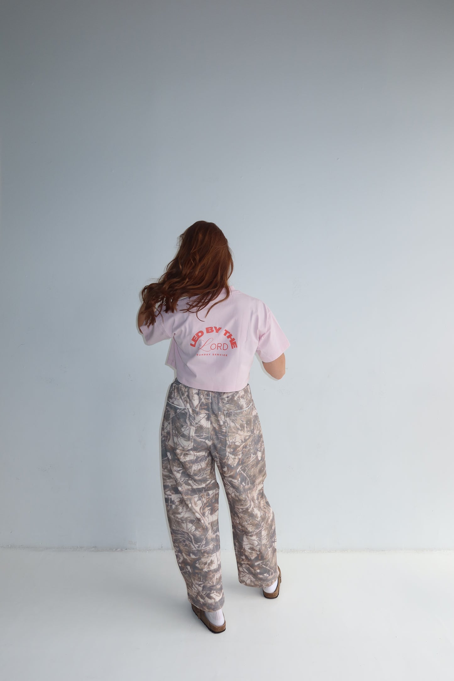 "Sunday Service" french terry camo pants