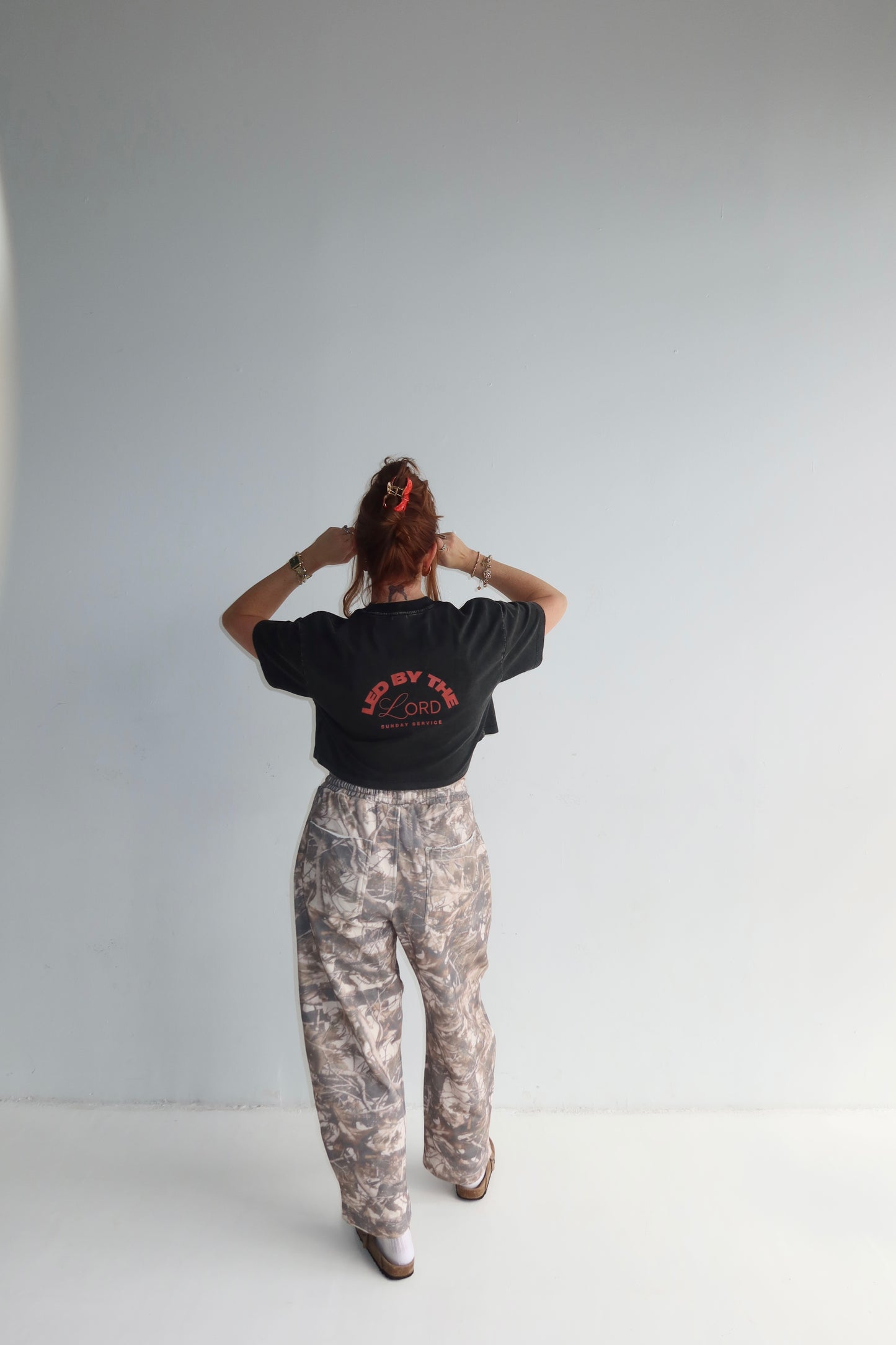 "Sunday Service" french terry camo pants