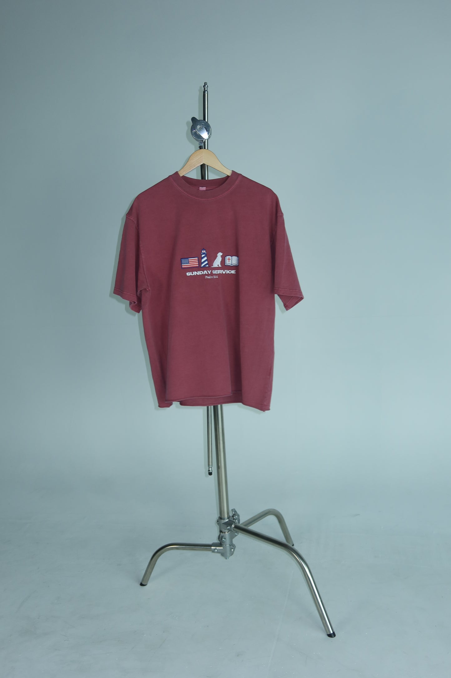 Embroidered Americana raw hem tee