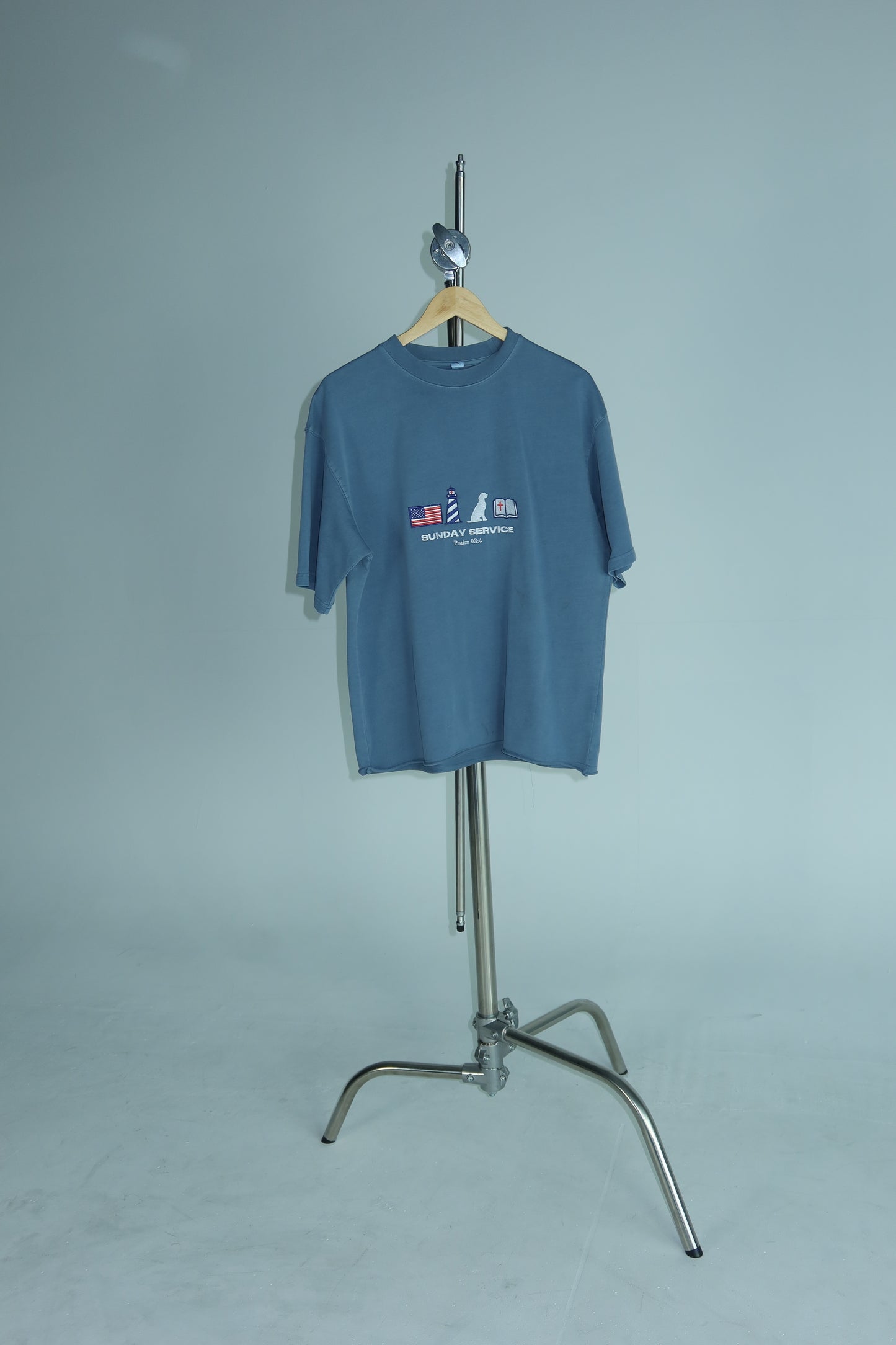 Embroidered Americana raw hem tee