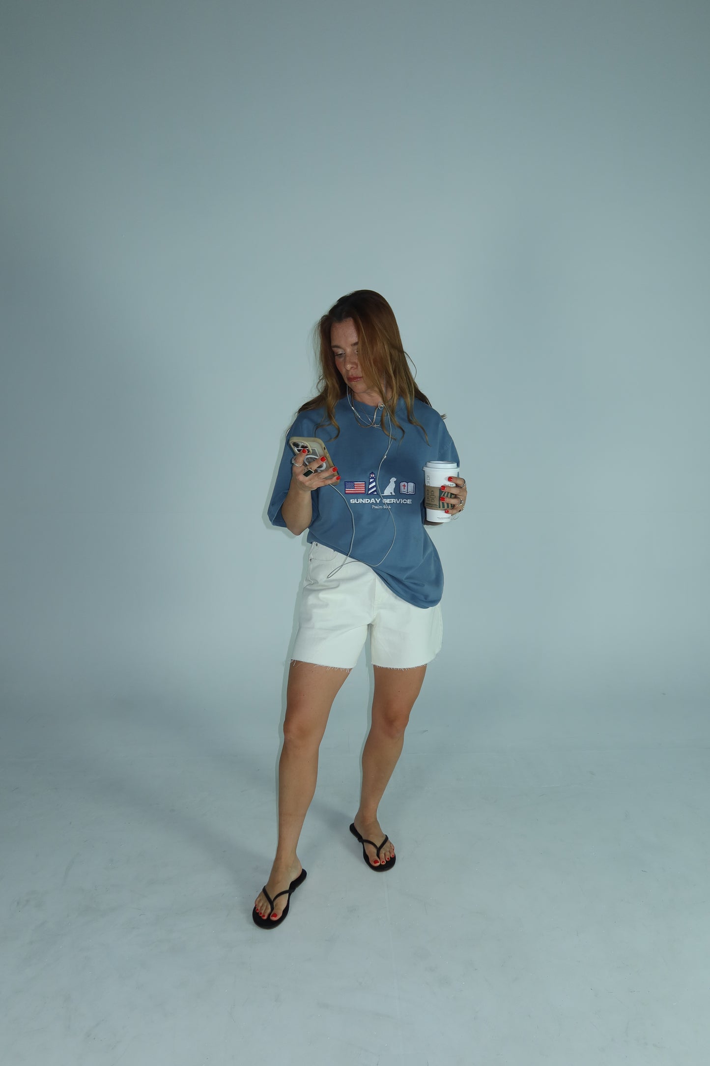 Embroidered Americana raw hem tee